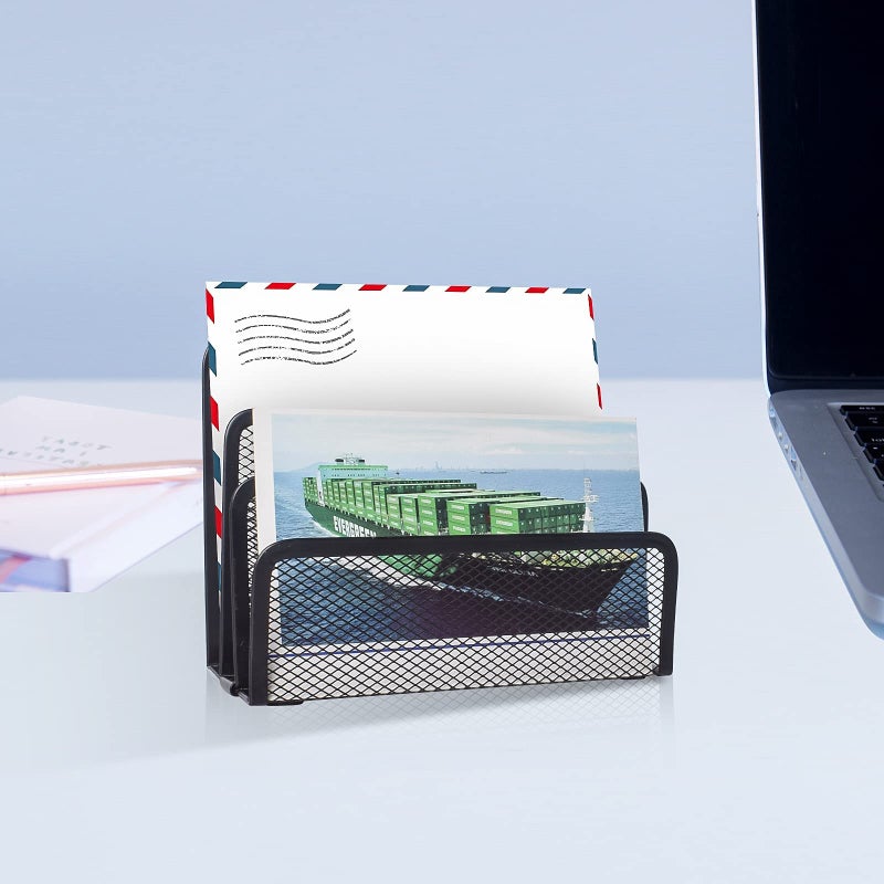 wishacc Desk Mail Organizer Small File Holders Letter Metal Mesh Document/Filing/Folders/Paper Organizer for Desktop - Image 5